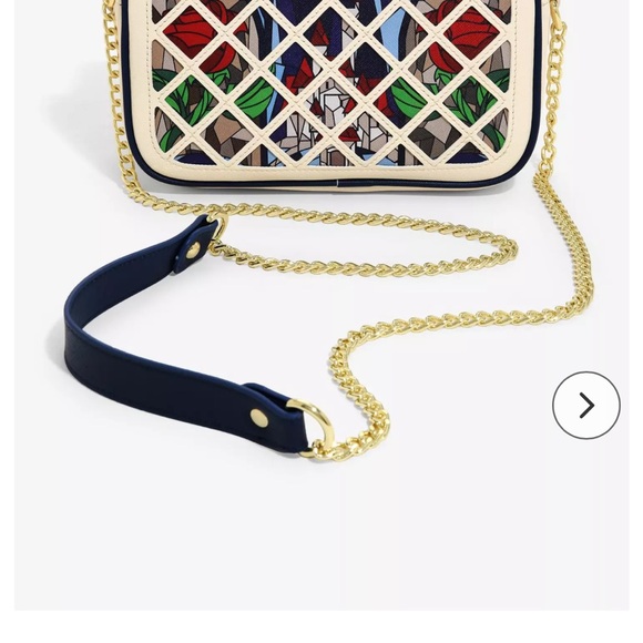 Disney Beauty and the Beast stained glass window Loungefly crossbody bag - Picture 10 of 11
